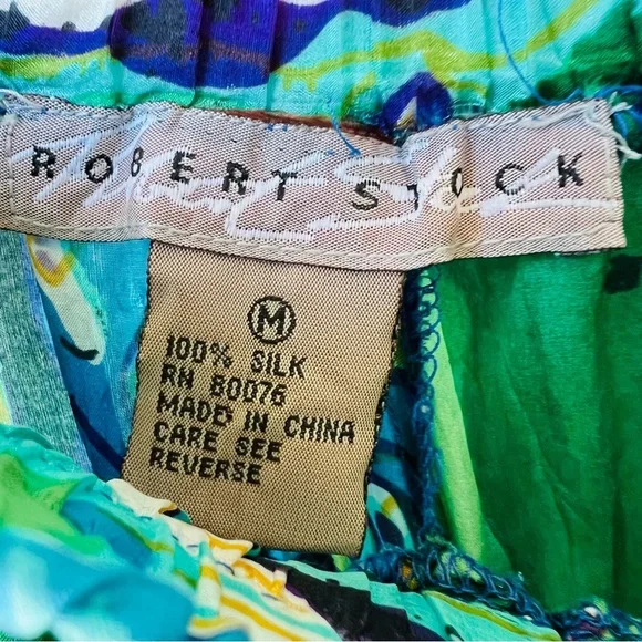 100% SILK PATCHWORK TIERED MAXI SKIRT ELASTIC WAISTBAND SIZE MEDIUM - Picture 5 of 8